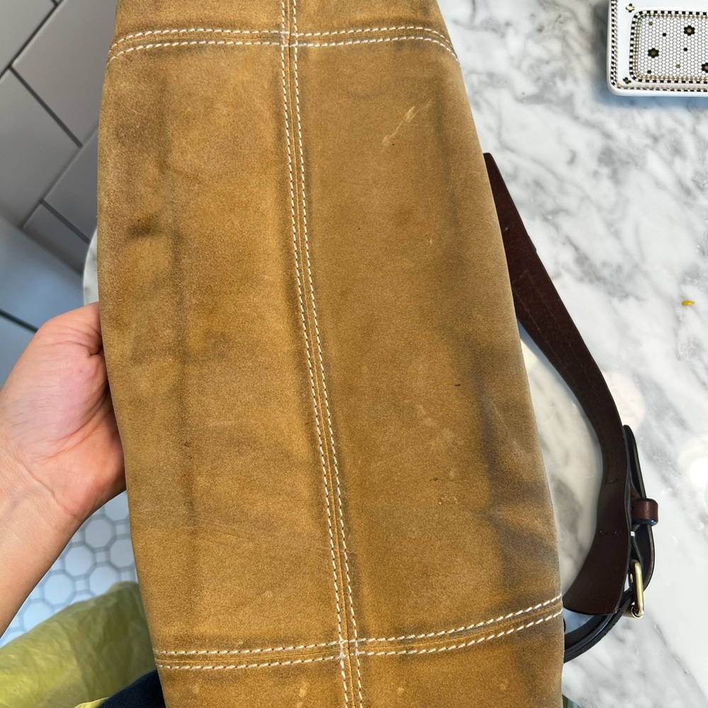 Downey and Bourne Brown Suede 90s vintage hobo shoulder Bag - Picture 4 of 5